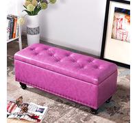 Large Storage Faux Leather Ottoman Bench Padded Footstool for Hallway & Window Seat Stylish Storage Chest with Ample Space for Home Decor & Footrest