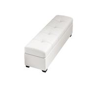 Large Storage Ottoman Bench with Safety Hinge - Upholstered Footrest for Living Room & Bedroom Cat-Scratch Leather White - 70x30x40cm Shoe Storage & Entryway Seat