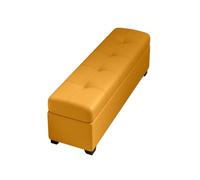 Large Storage Ottoman Bench with Safety Hinge - Upholstered Footrest for Modern Living Room Bedroom & Entryway - Cat-Scratch Leather Yellow 50x30x40cm - Stylish Shoe Storage Seat