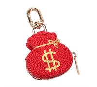 Large Strawberry Fruit Charm Coin Purse, PU Leather Cute Panda Keychain Pendant Mini StorageBag, Red FU Bag Accessory Small Purse, Bag Charm, Keyring, Mini Pouch Wallet Gift for Girl Women (Red)