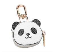 Large Strawberry Fruit Charm Coin Purse, PU Leather Cute Panda Keychain Pendant Mini StorageBag, Red FU Bag Accessory Small Purse, Bag Charm, Keyring, Mini Pouch Wallet Gift for Girl Women (White)