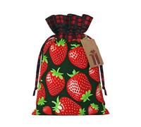 Large Strawberry Fruits Holiday Printed Drawstring Pouch S For Festival Wrapping, Storage And Party Use
