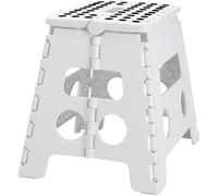 Large Strong Plastic Lightweight Portable Foldable 39cm / 15" Footstool Foot Step Stool Adult Chikdren Kids Toddler Training Stool (White)