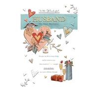 LARGE STUNNING TOP RANGE 3 PAGE TO MY WONDERFUL HUSBAND BIRTHDAY GREETING CARD