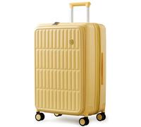 Large Suitcase 28 Inch Expandable Suitcase Front Opening Hard Shell Suitcase with 4 Dual Spinner Wheels and TSA Lock, Lightweight Suitcase for Holiday 18+ Days, 126L Travel Suitcase (Cheese Yellow)