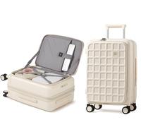 Large Suitcase 28 Inch Expandable Suitcase Front Opening Hard Shell Suitcase with TSA Lock and 4 Dual Spinner Wheels, Lightweight Suitcase for Holiday 18+ Days, 126L Travel Suitcase (Coconut White)