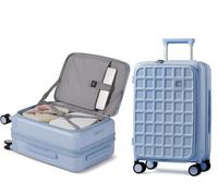 Large Suitcase 28 Inch Expandable Suitcase Front Opening Hard Shell Suitcase with TSA Lock and 4 Dual Spinner Wheels, Lightweight Suitcase for Holiday 18+ Days, 126L Travel Suitcase (Blueberry Blue)
