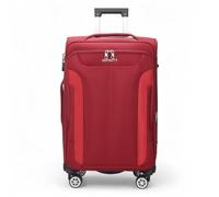 Infinity Leather Expandable Soft Shell Suitcase 8 Wheel Luggage Travel Light Carry On Cabin Bag In Red Red Large