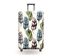 Large Suitcase Cover Pink Blue Feathers Luggage Cover Washable Elastic Polyester Spandex Anti-Scratch Travel Quick Fix and Remove Suitcase Orotector Cover (L)