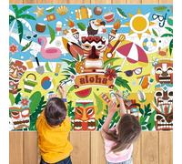 Large Summer Coloring Poster, Funny Summer Coloring Tablecloth, Summer Coloring Banner for Kids, Practical Kids Crafts, Beach Theme, Hawaii Party Decorations 110cm x 80cm (Aloha)