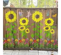 Large Sunflower Stencil Fence Stencils for Outdoors Reusable Floral Templates Large Flower Stencils for Painting on Wood Fence Garden Wall Mural DIY Crafts Canvas Fabric Furniture(sunflower9)