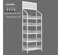 Large Supermarket Snack Display Shelf 5 Tier nizer Rack for Retail Chips Stand with Hooks and Wheels Mobile Snack Cart for Easy Access and Sales