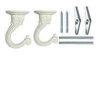 Large Swag Ceiling Hook, Hanging Plant Hook, Hook with Steel Screws/Bolts and Toggle Wings for Ceiling Mount Cavity Wall Fixing and Many Light Fixtures White,Sets of 2