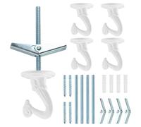 Large Swag Hooks, 4Pcs Plant Hooks Ceiling Hangers Heavy Duty for Hanging Christmas Decorations Plants Light Bed Curtains, Fixed Anchors with Threaded Hook Ceiling Installation for Cavity Wall Fixing