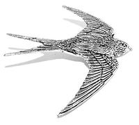 Large Swallow Bird Pin Badge Brooch in a Grey Burlap Pouch.
