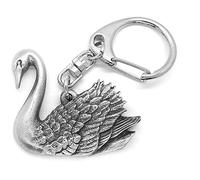 Large Swan Bird Push Gate Keyring with a Burlap Pouch