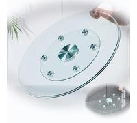 Large Tabletop Serving Plate 24in 32in 36in Round Lazy Susan Turntable, Tempered Glass 360° Rotating Tray W/6 Rotating Wheels, Dining Table Top Centerpiece(40in/100cm)