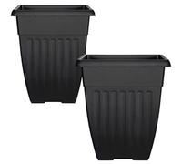 Large Tall Planter Square Plastic Garden Flower Plant Pot for Patio Garden or Indoor Plants Black (2)