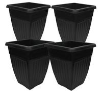 Large Tall Planter Square Plastic Garden Flower Plant Pot for Patio Garden or Indoor Plants Black (4)