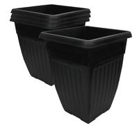 Large Tall Planter Square Plastic Garden Flower Plant Pot for Patio Garden or Indoor Plants Black (6)
