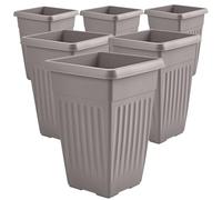 Large Tall Planter Square Plastic Garden Flower Plant Pot for Patio Garden or Indoor Plants Stone Taupe (6)