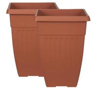 Large Tall Planter Square Plastic Garden Flower Plant Pot for Patio Garden or Indoor Plants Terracotta 42cm (2)