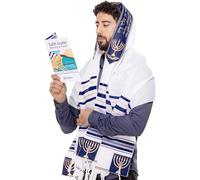 Large Tallit Prayer Shawl with Matching Bag Certified Kosher, With Blessing On Neckband & Uniq Design on the Corners, Made in Israel Soft Tallit Prayer Shawl For Men & Women -Navy Blue, 55 - H51 x W71