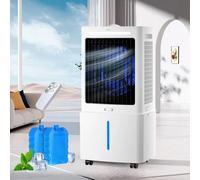 Large Tank Evaporative Air Cooler 25L, Portable Air Cooler No Hose, 2000m3/h Cooling Tower Fan with Remote Control