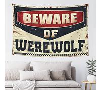 Large Tapestry Beware of Werewolf Tapestry Funny Room Decor Beer Decor(75X100CM)