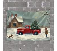 Large Tapestry Christmas Truck in The Snowy Village Tapestry Beer Decor Room Decorations for Bedroom Aesthetic(100X150CM)