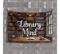 Large Tapestry Library Mind: A Quiet Corner of Knowledge Tapestry Tapestries Bar Accessories for Man Cave(75X100CM)