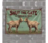 Large Tapestry Shut The Gate Or Catch The Goat: A Humorous Farm Scene Tapestry Bar Accessories for Man Cave Funny House Decor(100X150CM)