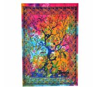 Large Tapestry Tree of Life Wall Hanging Indian Cotton Bohemian Boho Trippy Aesthetic Tapestry Twin Bedspread Throw Living Room Dorm (Multicolour- Tree of Life, 85x54 inches (215 x 140 cm))
