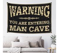 Large Tapestry Warning You are Entering Man Cave Tapestry Stuff for Your Room Man Cave Decorations(100X150CM)