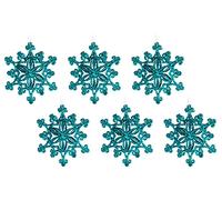 Large Teal Blue Glitter Snowflake Christmas Tree Baubles Decorations (Set of 6)