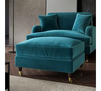 Large Teal Velvet Footstool - Payton