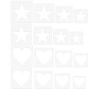 Large Template 16 Piece Set, Stencils for Crafts Reusable, Contains 8 Heart Stencils and 8 Star Templates of Different Sizes, Plastic Stencil for DIY Wallpaper Fabric and Home Decoration