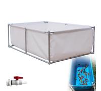 Large Temporary Fish Holding Tank with Drain Valve - Easily Assembled 1x1m Canvas Pet Pond for Turtle Farming and Aquaculture