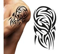 Large Temporary tattoo black dragon axe Maori tribal body art sticker transfer for arms shoulder Celtic Aztec Samoan for adult men and women… (Large Aztec)