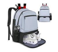 Large Tennis Backpack with Fence Hook - Badminton Racquet Bags with Separate Shoe Compartment for Women and Men, Side Mesh Pocket for Tennis Balls, Holds 2 Racquets for Sports Enthusiasts (Blue)