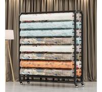 Large Textile Commercial Fabric Roll Storage Rack, with Adjustable Hanging Rod, Movable Steel Organiser Holder with Wheels for Vinyl Rolls/Leather Rolls/Window Film/Wallpaper Displays(18 rods/H-