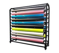 Large Textile Commercial Fabric Roll Storage Rack, with Adjustable Hanging Rod, Movable Steel Organiser Holder with Wheels for Vinyl Rolls/Leather Rolls/Window Film/Wallpaper Displays(10 rods/H-