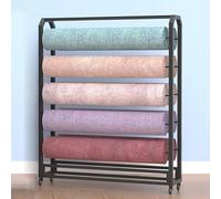 Large Textile Fabric Roll Storage Rack, Movable Heavy Duty Steel Mobile Organizer for Vinyl, Wallpaper, and Media Spools - Commercial Grade Storage Cart for Easy Access and Organization(18 rods,Wide-1