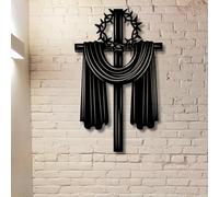Large Thick Metal Wall Art,Christian Wall Cross for Decor,Elegant Metal Cross Wall Hanging with Spiritual Design, Decorative Religious Artwork for Wall (Black, 59"x36"/150x92cm,) for Home Decor