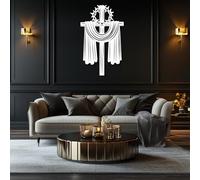 Large Thick Metal Wall Art,Christian Wall Cross for Decor,Elegant Metal Cross Wall Hanging with Spiritual Design, Decorative Religious Artwork for Wall (White, 48"x29"/121x74cm,) for Home Decor