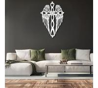 Large Thick Metal Wall Art,Cross for Wall,Cross Wall Decor,Angel Wings Decor,Blessed,Religious Wedding Gifts,for Living Room,Office,Entryway,Ready to Hang (White, 20" Wx30 H/50x76cm,) for Home Decor