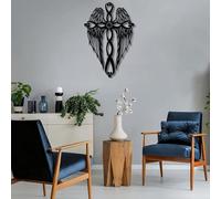 Large Thick Metal Wall Art,Cross for Wall,Cross Wall Decor,Angel Wings Decor,Blessed,Religious Wedding Gifts,for Living Room,Office,Entryway,Ready to Hang (Black, 35" Wx53 H/88x135cm,) for Home Deco