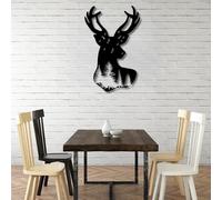 Large Thick Metal Wall Art,Forest Deer Silhouette,Cabin Decorations Rustic Clearance,Woodland Deer Wall Decor,Hunting Cabin Decor,Wildlife Pictures,for Living Room,Entryway,Bathroom (Black, 27" Wx41