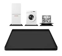 Large Thickened Washing Machine Mat 30" x 28" Silicone Under Washer and Dryer Drain Pan Drip Tray Floor Protector Non-Slip Flexible Soft Mat Waterproof Raised Edge 0.98'' Black