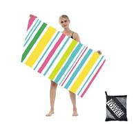 Large Thin Microfibre Beach Towel with Bag for Adult Men Women,160x90cm Pastel Stripe Beach Towels Quick Dry Sand Free Lightweight Swim Bath Towel for Travel,Swimming,Pool,Holiday,Camping,Gym Sports